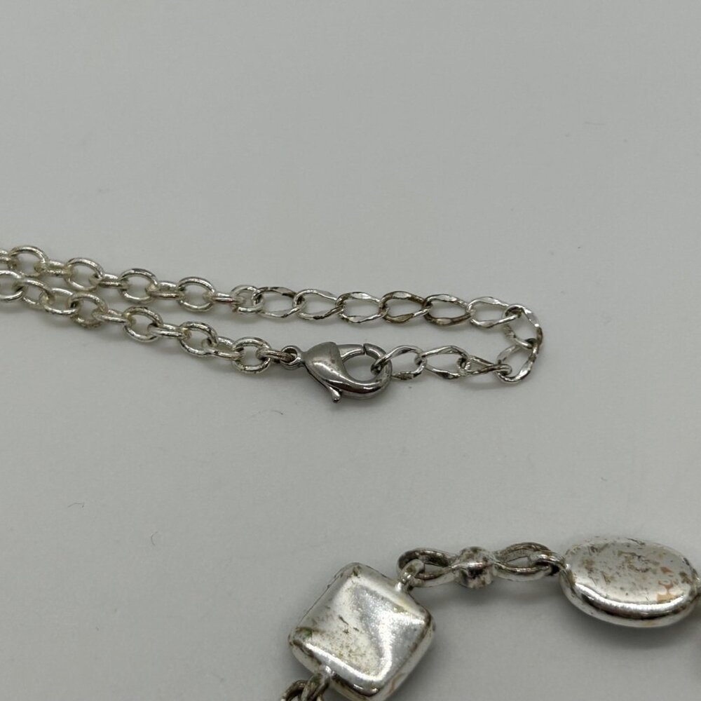 Multi Color Link Chocker Necklace & Bracelet Set Silver Setting With Multi Color - Picture 15 of 16
